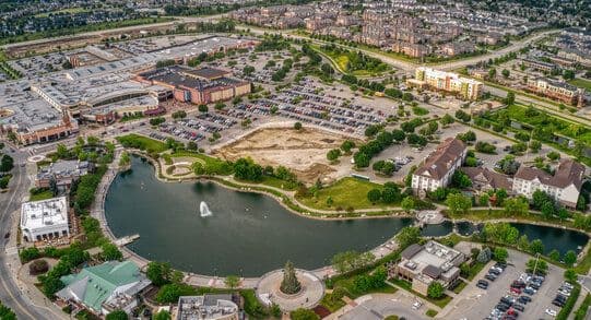 aerial view of west des moines, Illinois