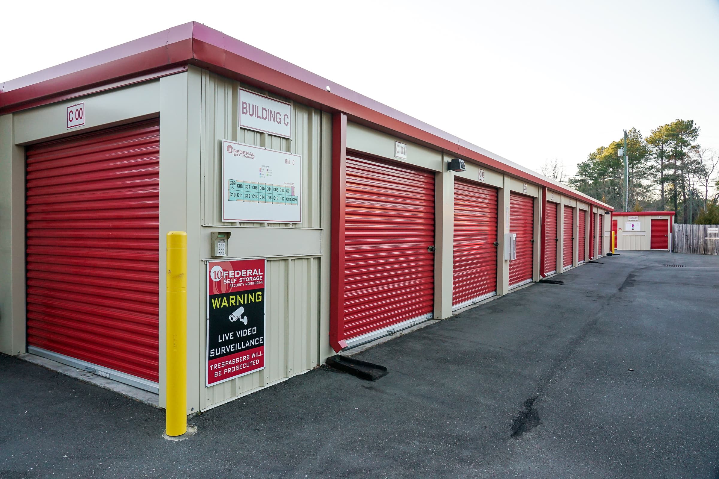 red storage units